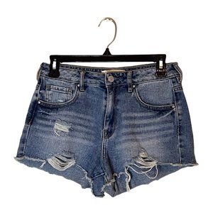 PacSun Blue Ripped High Waisted Denim Festival Shorts